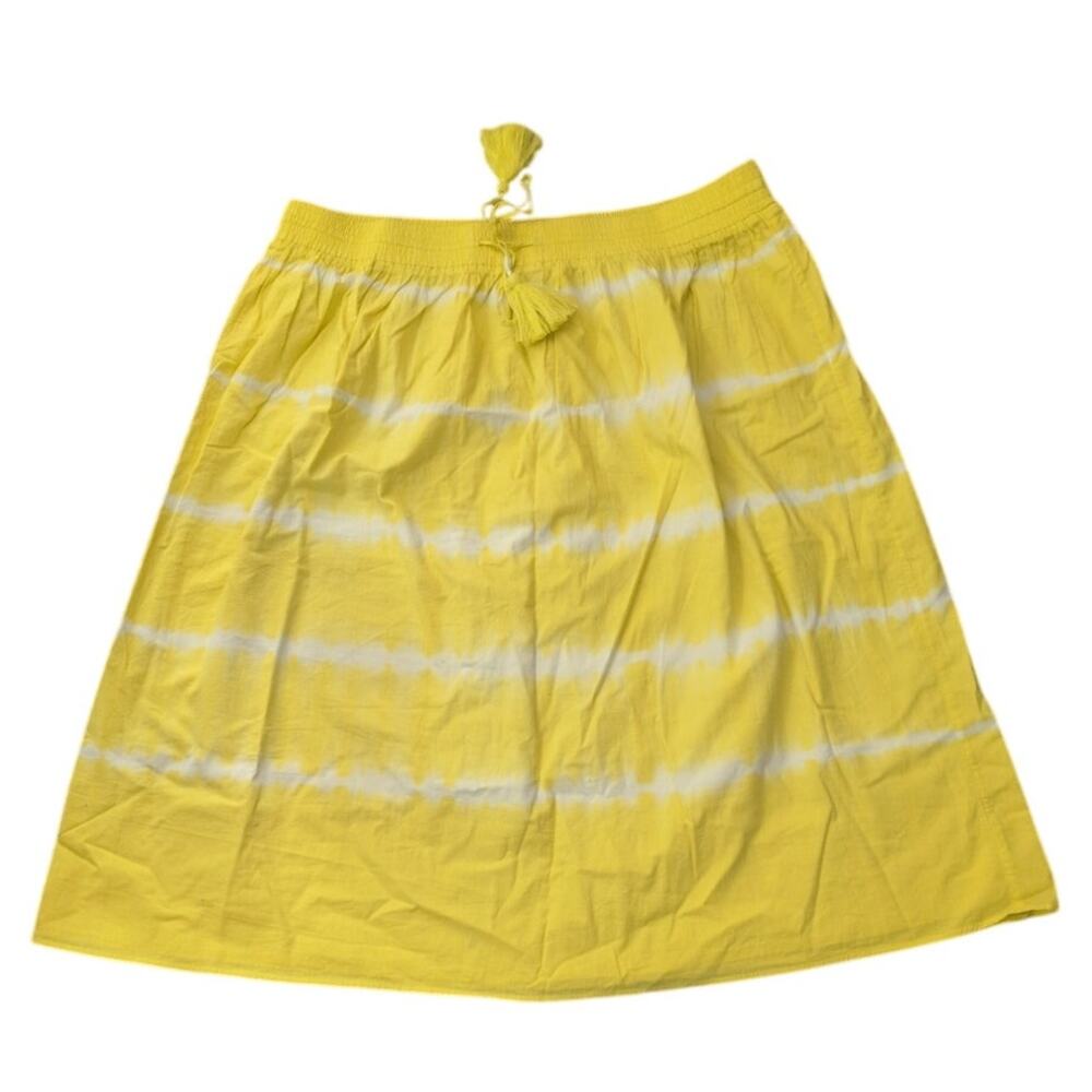 J.Crew Yellow White Tie Dye Cotton Midi Maxi Skirt - Picture 2 of 5